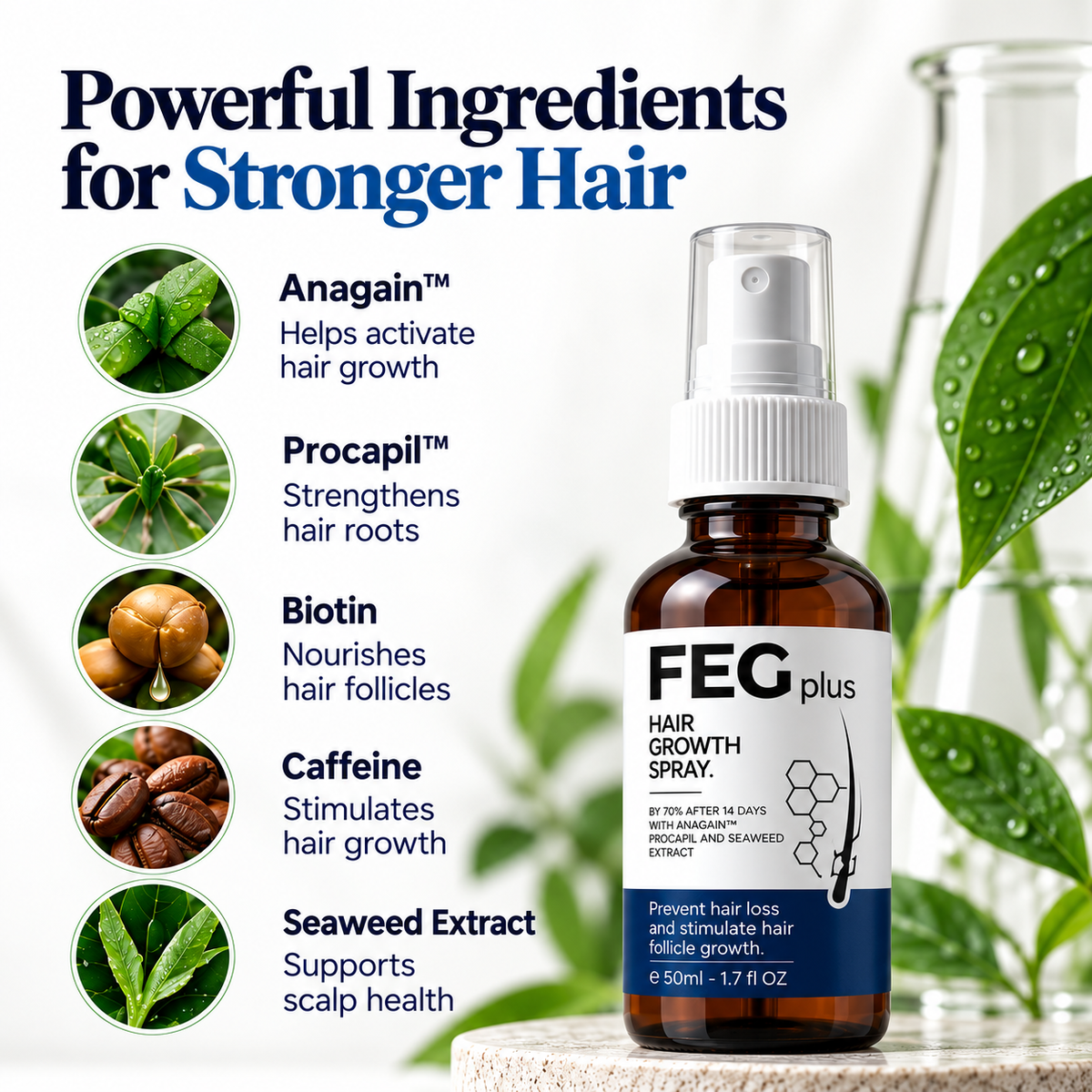 FEG Plus Hair Growth Spray 50ml – Men & Women