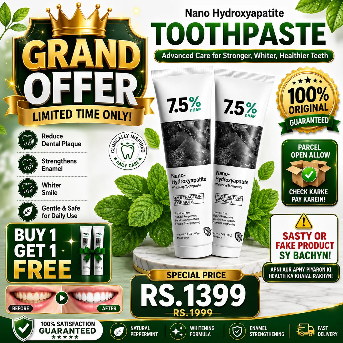 7.5% Nano Hydroxyapatite Toothpaste